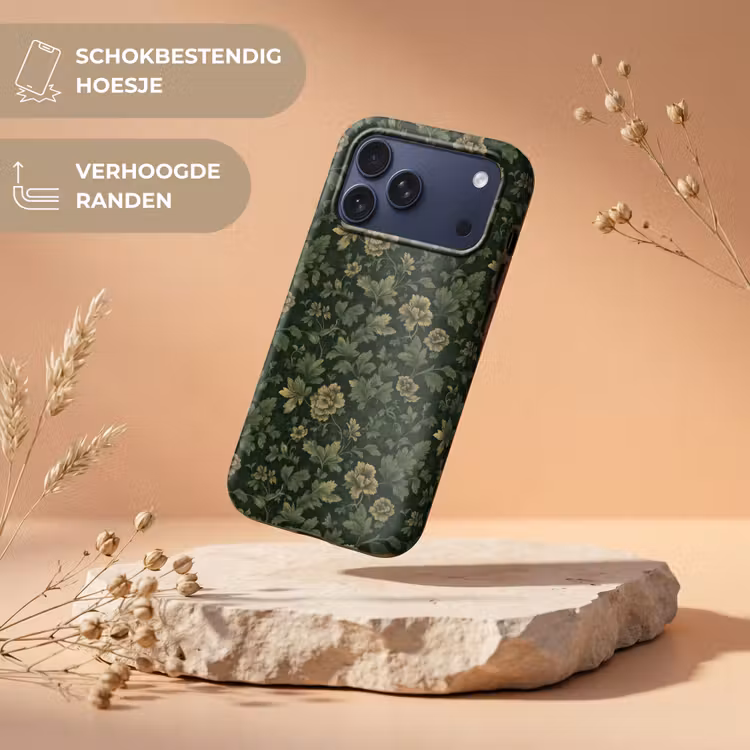 Telefoonhoesje Toughcase - Donker - Groen - Goud - Botanisch — 5