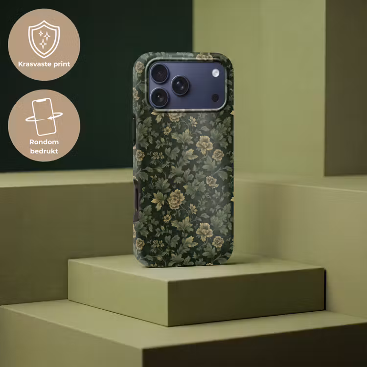 Telefoonhoesje Toughcase - Donker - Groen - Goud - Botanisch — 7