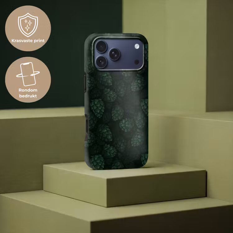 Telefoonhoesje Toughcase - Donker - Groen - Hopbellen - Botanisch - Illustratie — 7