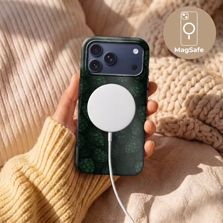 Telefoonhoesje Toughcase - Donker - Groen - Hopbellen - Botanisch - Illustratie — 8