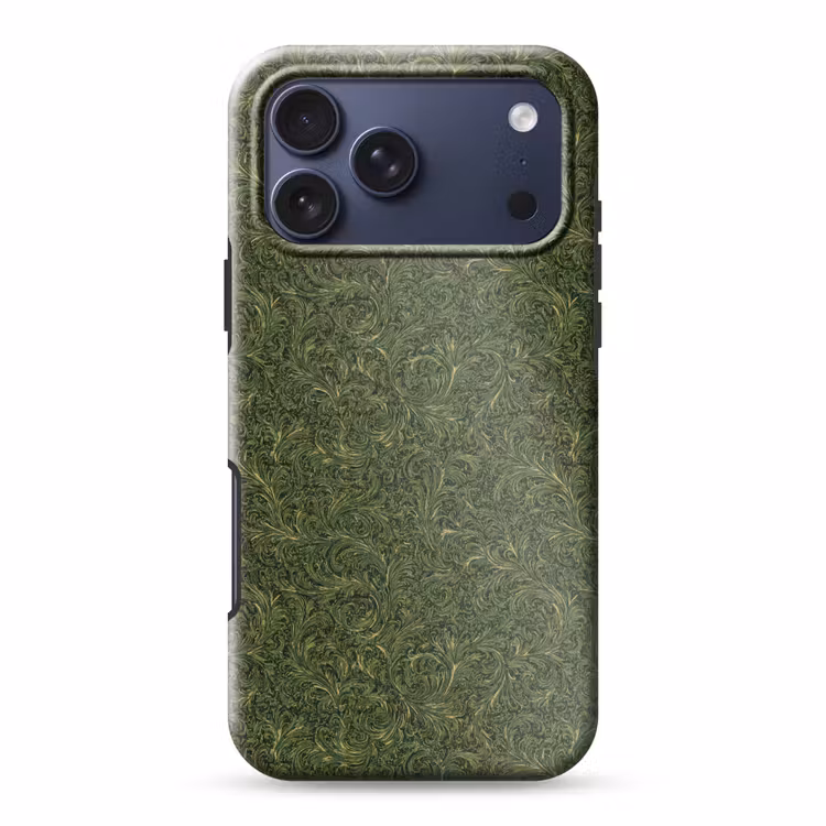 Telefoonhoesje Toughcase - Donker - Groen - Krullend - Botanisch — 1