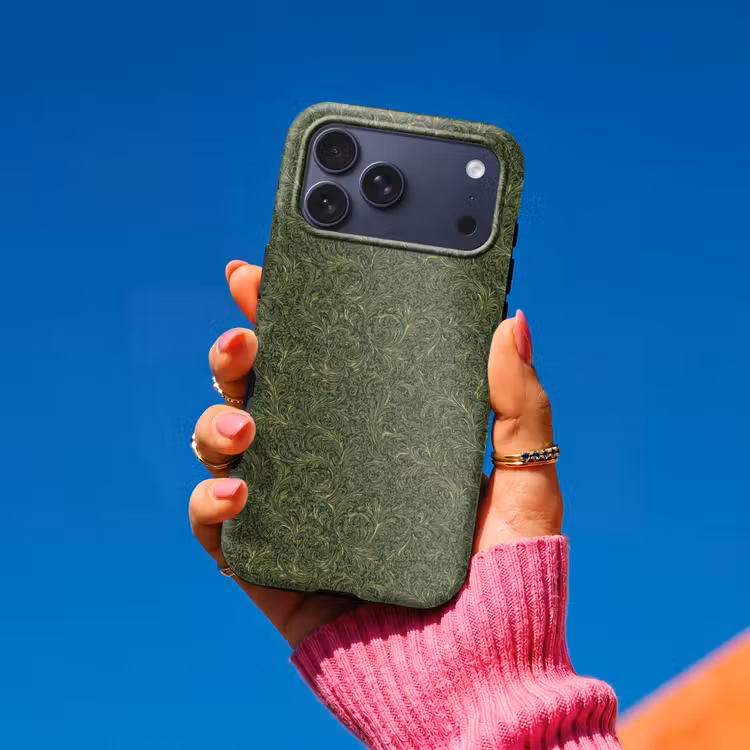 Telefoonhoesje Toughcase - Donker - Groen - Krullend - Botanisch — 2