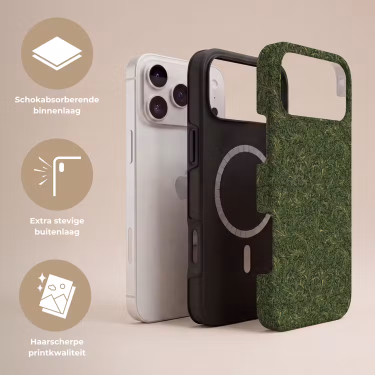 Telefoonhoesje Toughcase - Donker - Groen - Krullend - Botanisch — 3