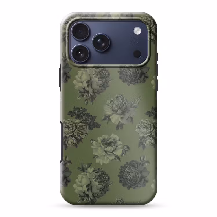 Telefoonhoesje Toughcase - Klassiek - botanisch - Olijfgroen - Bloemen — 1