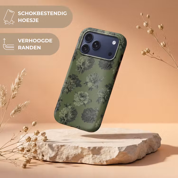 Telefoonhoesje Toughcase - Klassiek - botanisch - Olijfgroen - Bloemen — 5