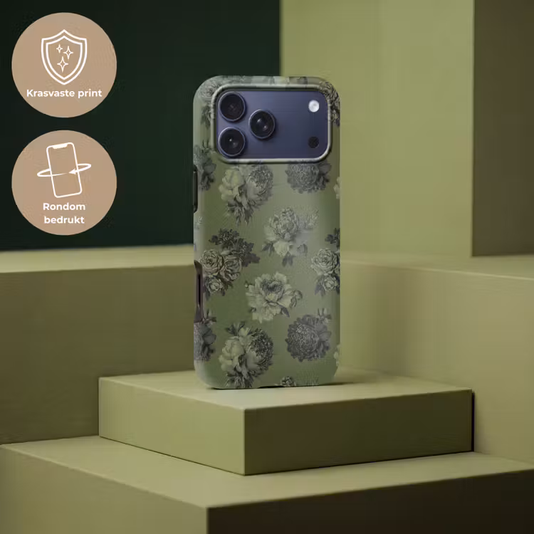 Telefoonhoesje Toughcase - Klassiek - botanisch - Olijfgroen - Bloemen — 7