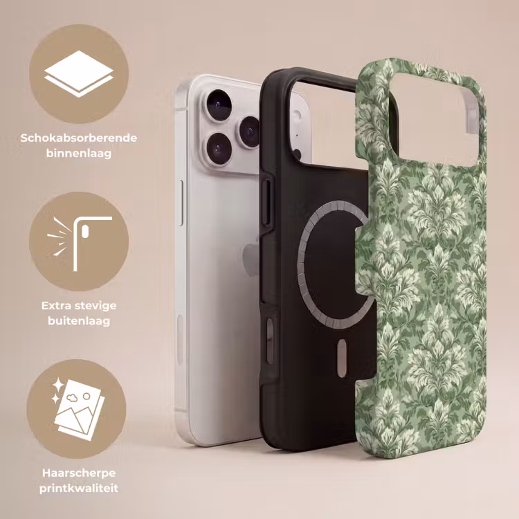 Telefoonhoesje Toughcase - Sierlijk - Lichtgroen - Planten - Patroon - Getailleerd — 3