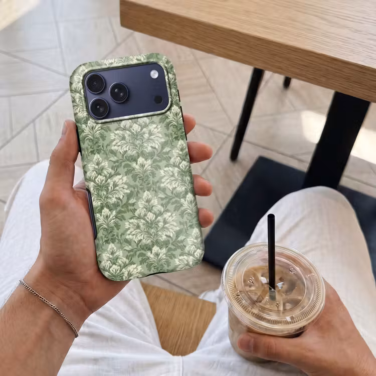 Telefoonhoesje Toughcase - Sierlijk - Lichtgroen - Planten - Patroon - Getailleerd — 4