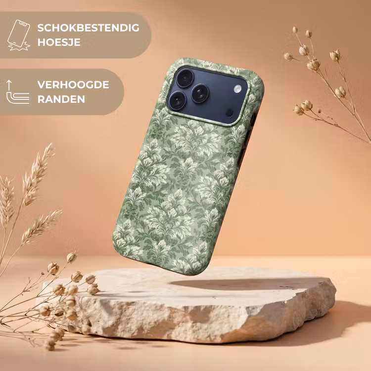 Telefoonhoesje Toughcase - Sierlijk - Lichtgroen - Planten - Patroon - Getailleerd — 5