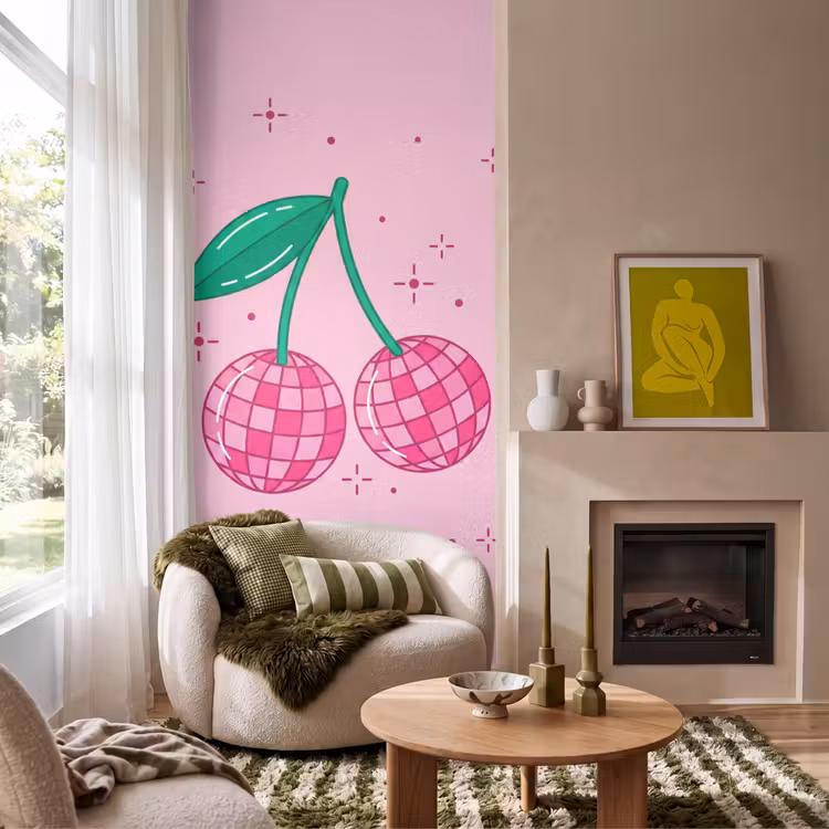 Behang - Decoratie - Disco-bal - Feest - Roze — 1