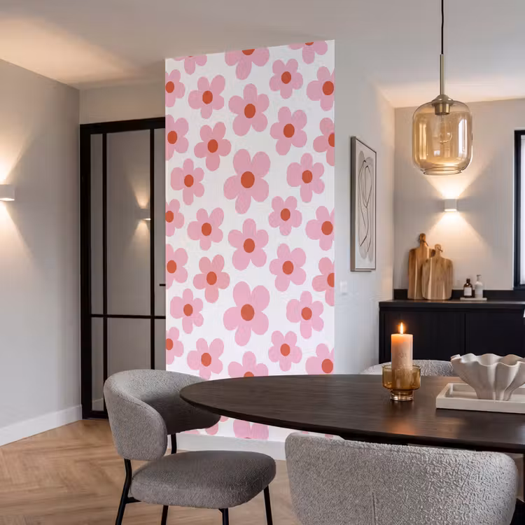 Behang - Bloemen - Patroon - Modern - Roze - Wit — 5