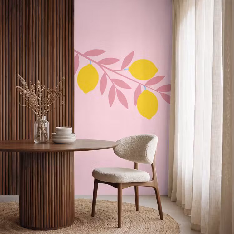 Behang - Fruit - Tak - Natuur - Abstract - Roze — 4