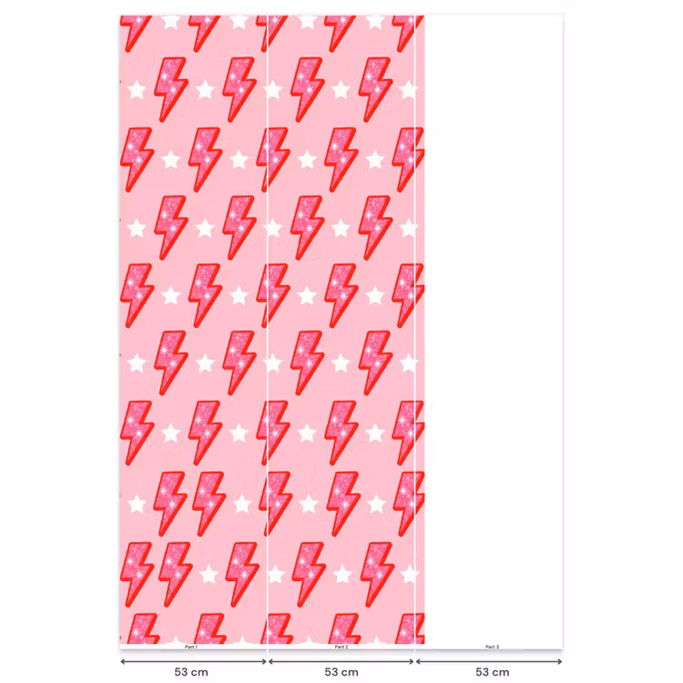 Behang - Patroon - Bliksem - Ster - Glitter - Roze — 6