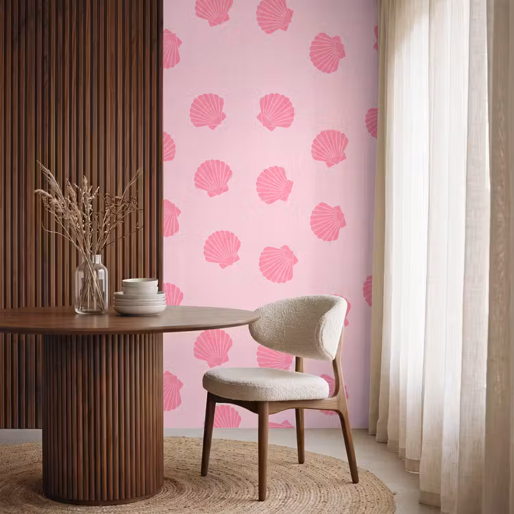 Behang - Schelp - Patroon - Zee - Modern - Roze — 4