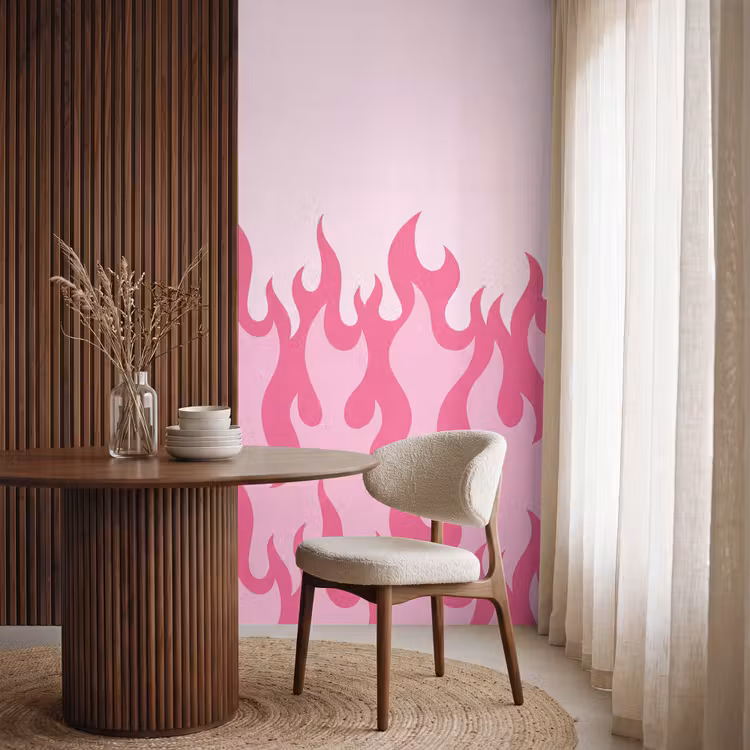 Behang - Vlammen - Patroon - Abstract - Modern - Roze — 4
