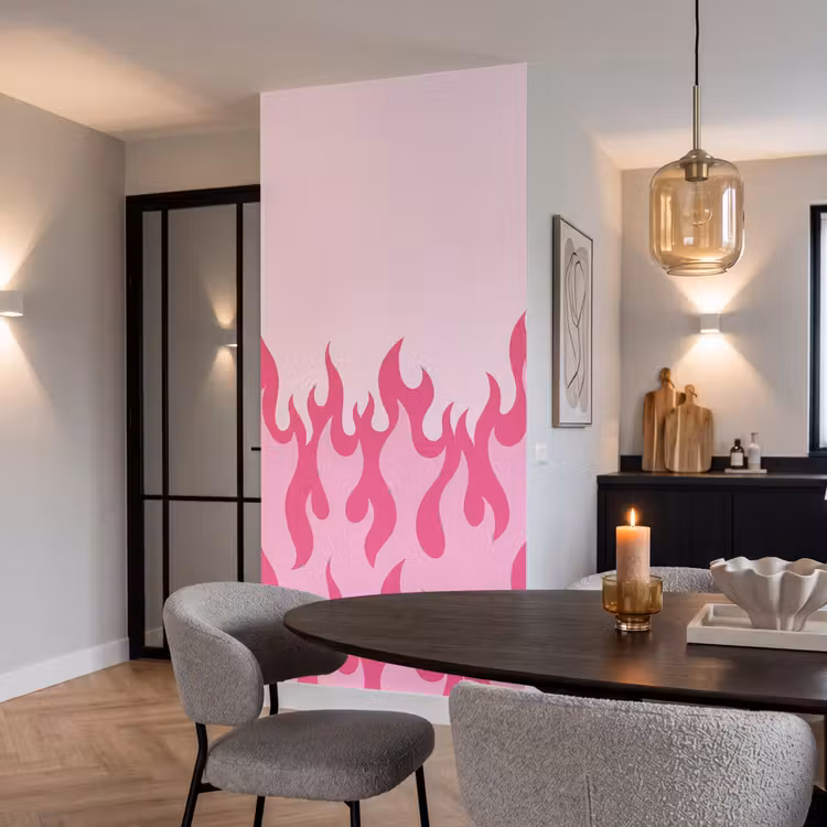 Behang - Vlammen - Patroon - Abstract - Modern - Roze — 5