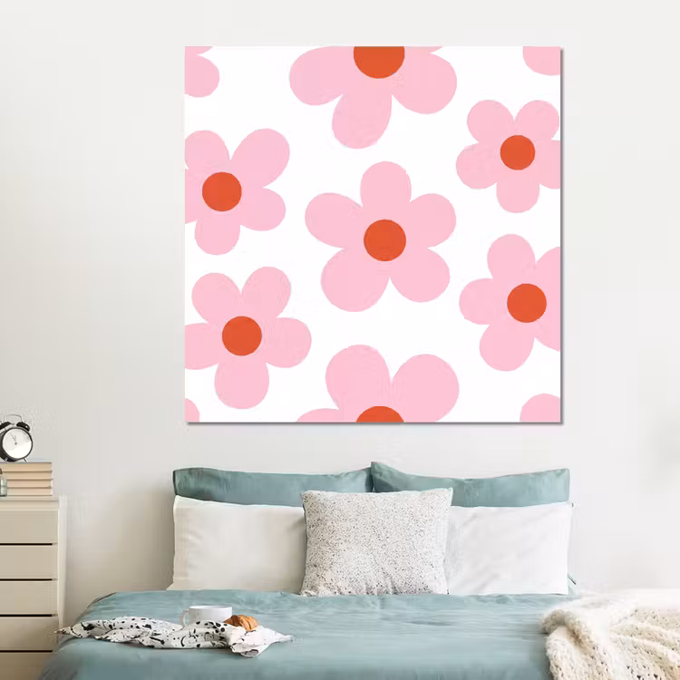 Forex - Bloemen - Patroon - Modern - Roze - Wit — 2