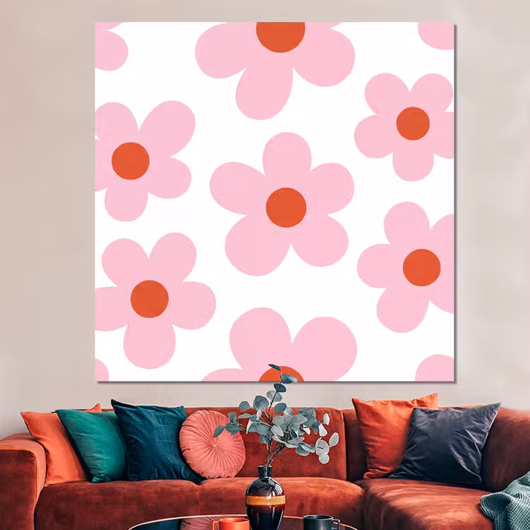 Forex - Bloemen - Patroon - Modern - Roze - Wit — 3