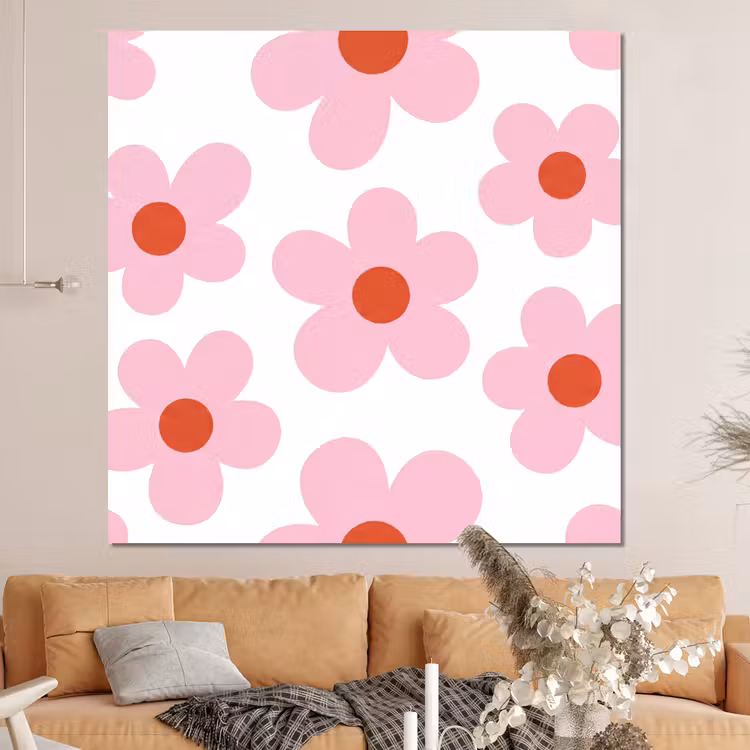 Forex - Bloemen - Patroon - Modern - Roze - Wit — 4