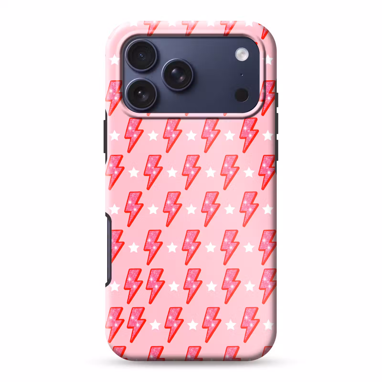 Telefoonhoesje Toughcase - Patroon - Bliksem - Ster - Glitter - Roze — 1