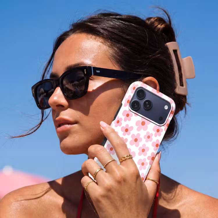 Telefoonhoesje Toughcase - Bloemen - Patroon - Modern - Roze - Wit — 6
