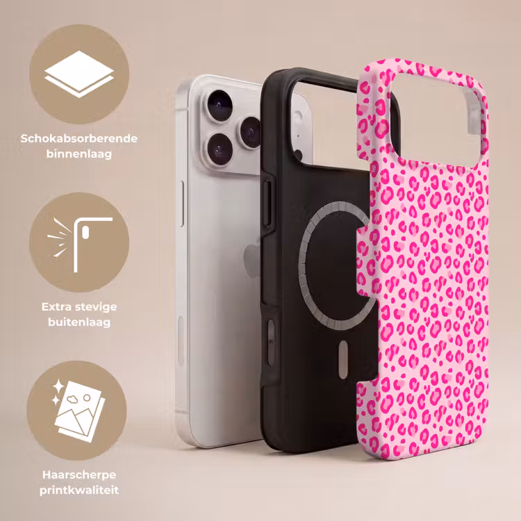 Telefoonhoesje Toughcase - Dierenprint - Patroon - Abstract - Modern - Roze — 3