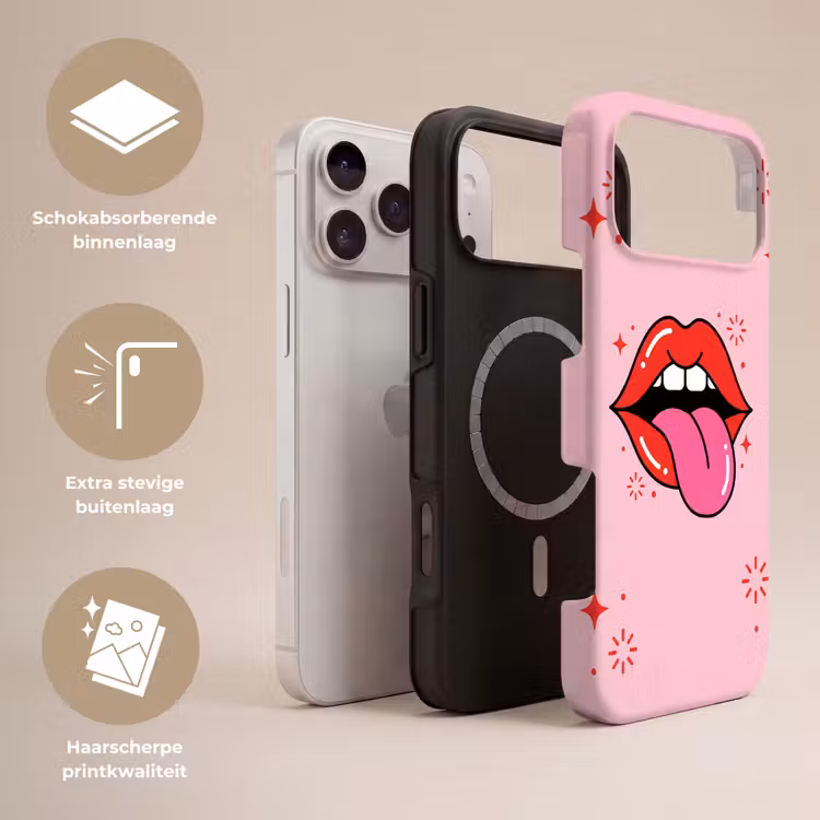 Telefoonhoesje Toughcase - Lippen - Tong - Pop-art - Kleurrijk - Roze — 3