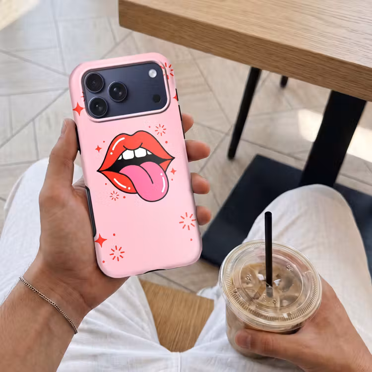 Telefoonhoesje Toughcase - Lippen - Tong - Pop-art - Kleurrijk - Roze — 4