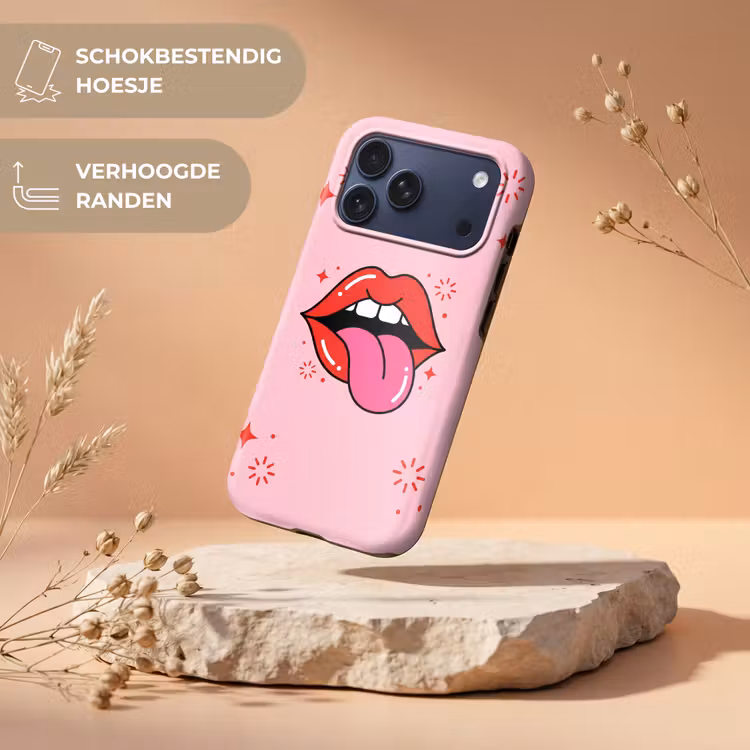 Telefoonhoesje Toughcase - Lippen - Tong - Pop-art - Kleurrijk - Roze — 5