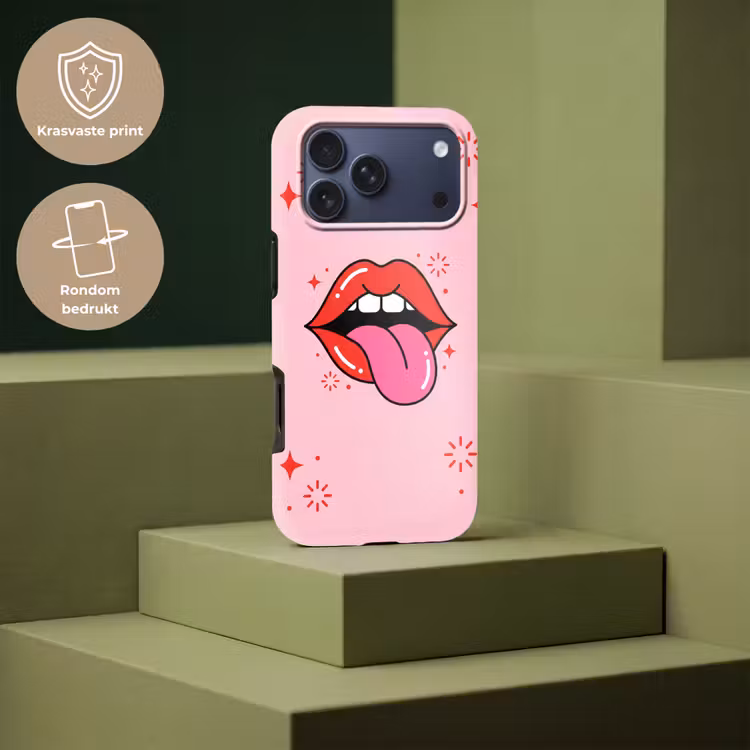 Telefoonhoesje Toughcase - Lippen - Tong - Pop-art - Kleurrijk - Roze — 7