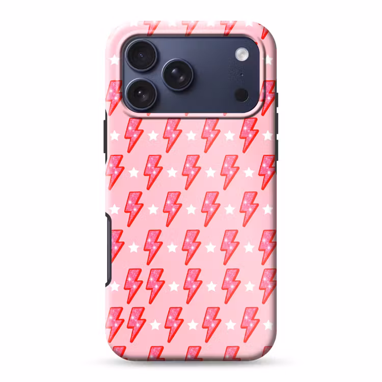 Telefoonhoesje Toughcase - Patroon - Bliksem - Ster - Glitter - Roze — 1