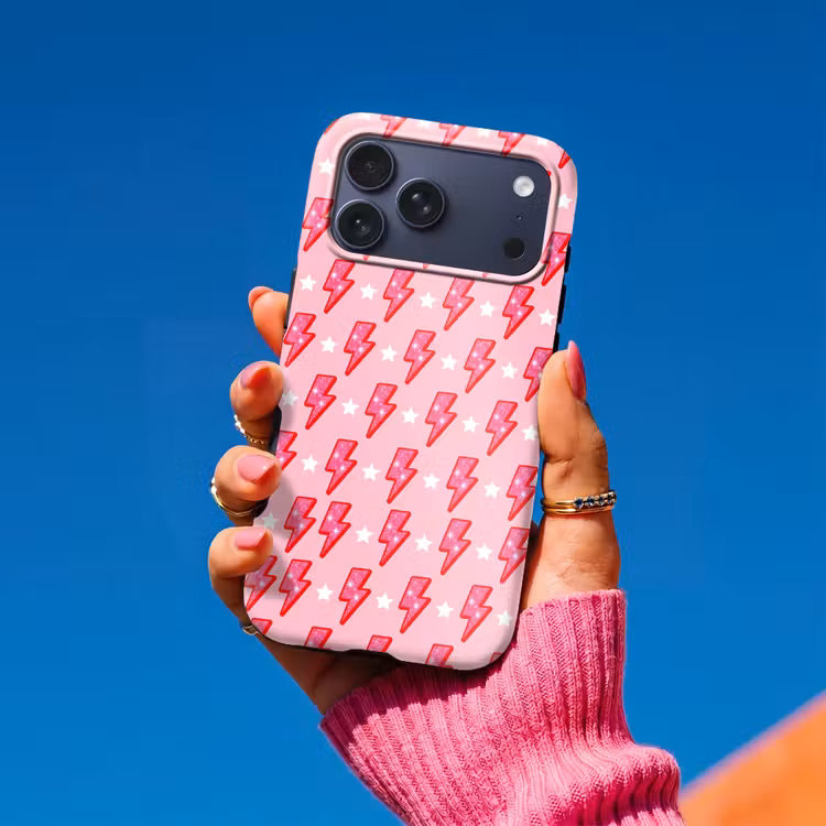 Telefoonhoesje Toughcase - Patroon - Bliksem - Ster - Glitter - Roze — 2
