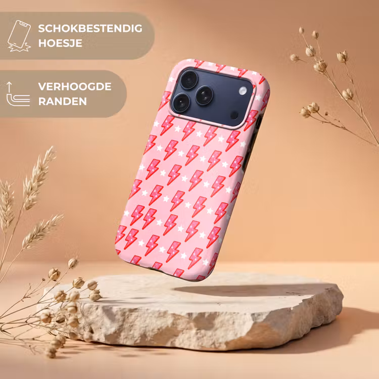 Telefoonhoesje Toughcase - Patroon - Bliksem - Ster - Glitter - Roze — 5