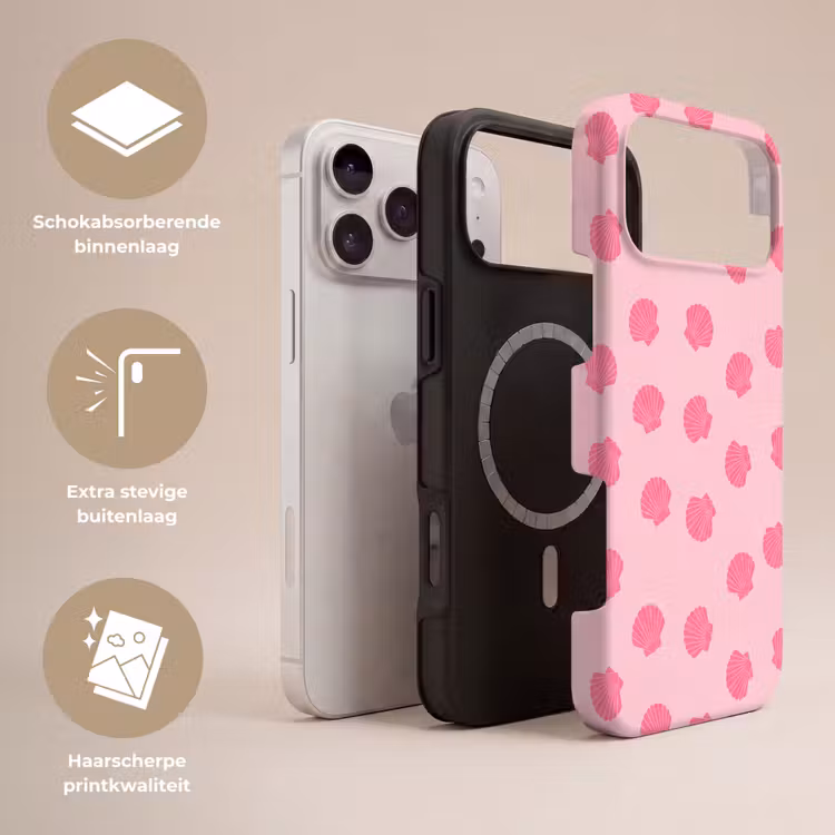 Telefoonhoesje Toughcase - Schelp - Patroon - Zee - Modern - Roze — 3