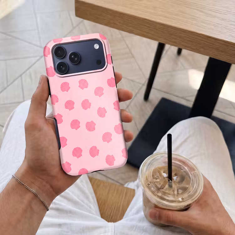 Telefoonhoesje Toughcase - Schelp - Patroon - Zee - Modern - Roze — 4