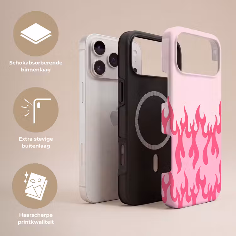 Telefoonhoesje Toughcase - Vlammen - Patroon - Abstract - Modern - Roze — 3