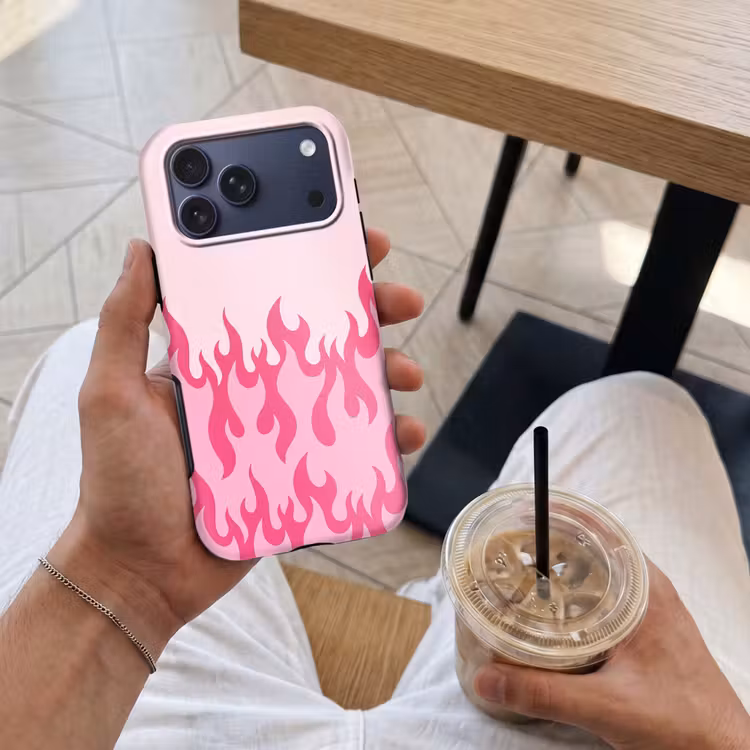 Telefoonhoesje Toughcase - Vlammen - Patroon - Abstract - Modern - Roze — 4