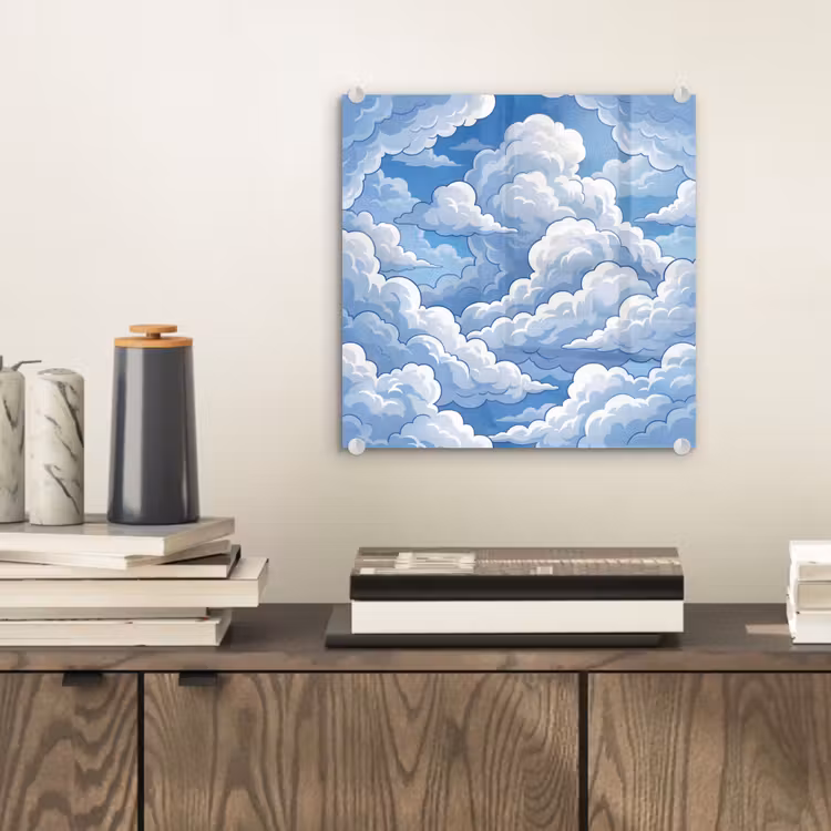 Glas schilderij - Wolken - Hemel - Abstract - Wit — 2