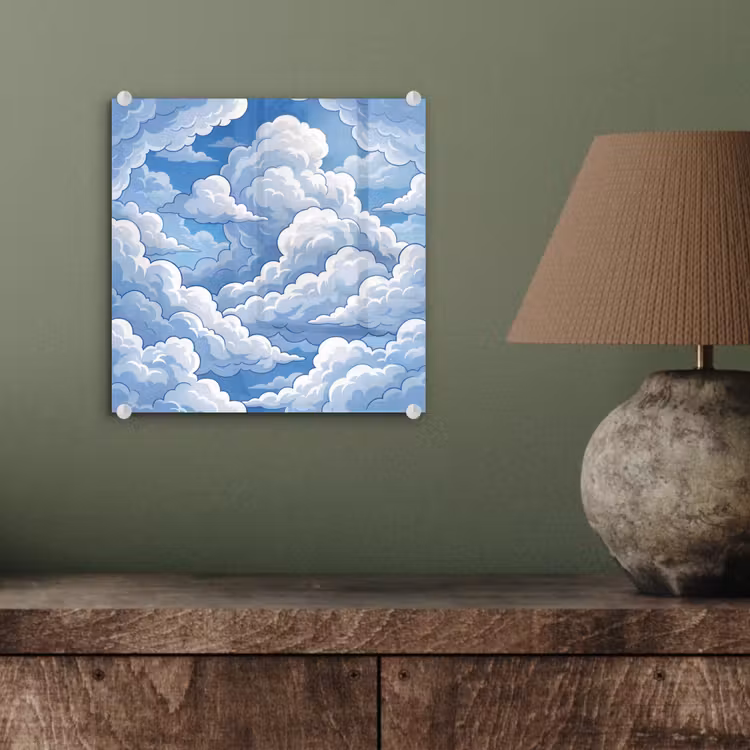 Glas schilderij - Wolken - Hemel - Abstract - Wit — 4