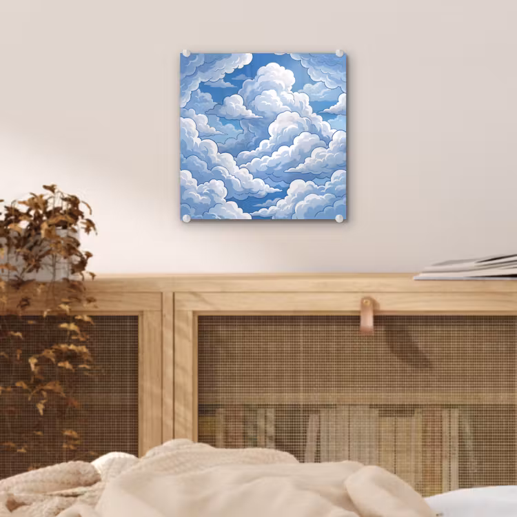 Glas schilderij - Wolken - Hemel - Abstract - Wit — 5
