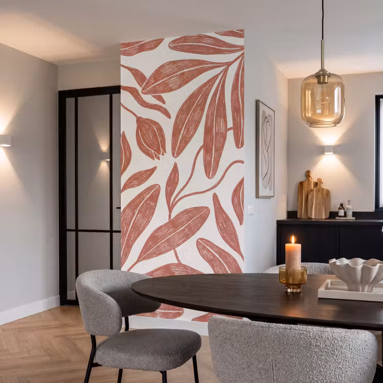 Behang - Botanisch Patroon Bloemen Terracotta — 5