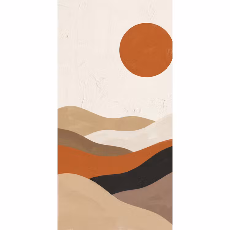 Behang - Abstract Landschap Terracotta Zon — 2
