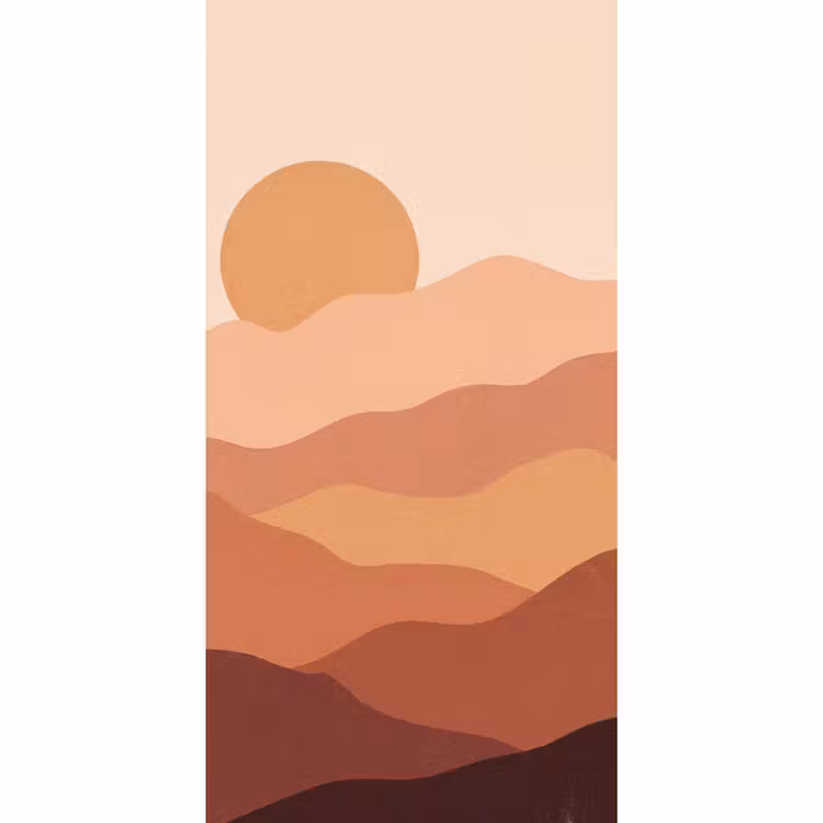 Behang - Abstract Berglandschap Zon Terracotta — 2