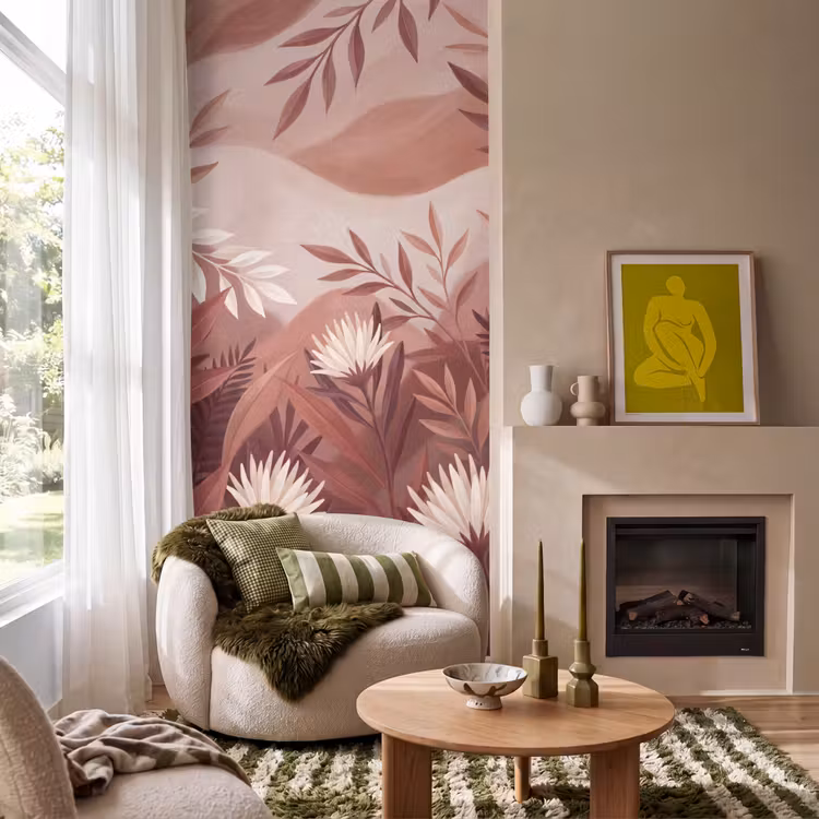 Behang - Botanische Bladeren Terracotta
