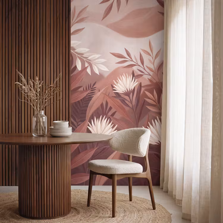 Behang - Botanische Bladeren Terracotta — 4