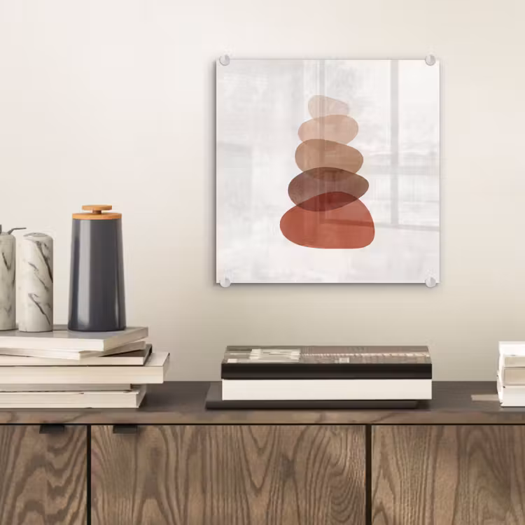 Glas schilderij - Abstractie - Gestapeld - Balans - Modern - Aardetinten — 2