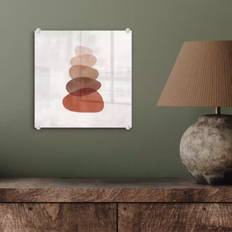 Glas schilderij - Abstractie - Gestapeld - Balans - Modern - Aardetinten — 4