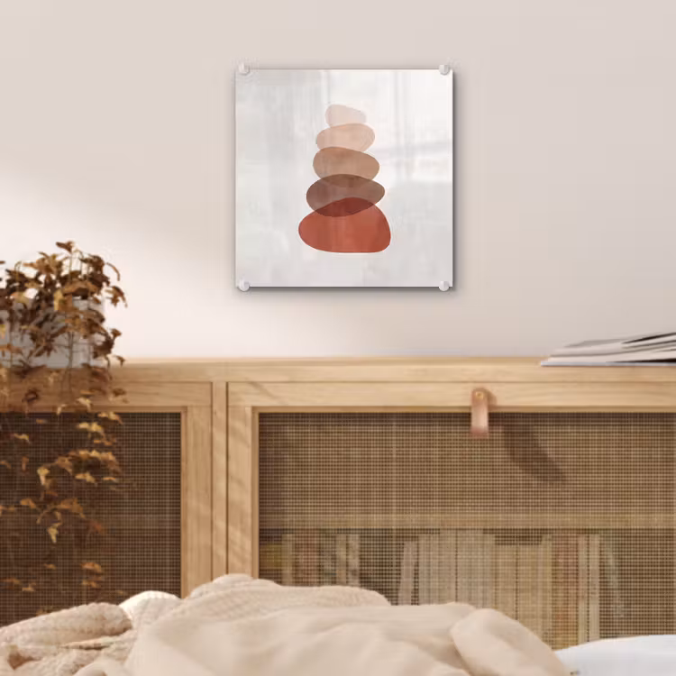 Glas schilderij - Abstractie - Gestapeld - Balans - Modern - Aardetinten — 5