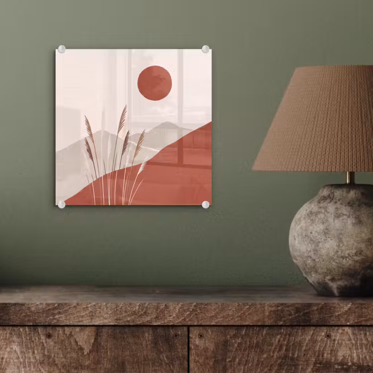 Glas schilderij - Gras - Landschap - Natuur - Abstract - Beige — 4