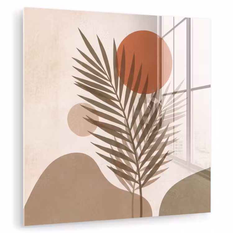 Glas schilderij - Planten - Bladeren - Abstract - Modern - Beige — 1
